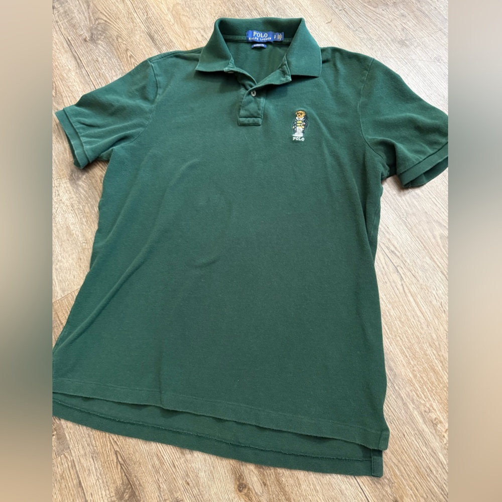Polo by Ralph Lauren Forest Green Polo Shirt with Bear Embroidery - Picture 2 of 7